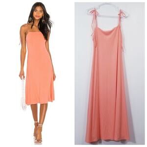 Revolve Privacy Please Peach Sleeveless Ribbed Midi Dress